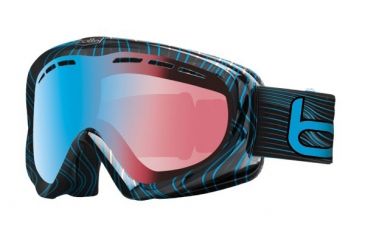 Image of Bolle Y6 OTG Ski/Snowboard Goggles - Black and Blue Waves Frame and Modulator Vermillon Blue Photochromic Lens 20970