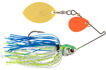 Image of Booyah Covert Finesse Spinnerbait, Gold Oklahoma Orange Colorado Blade, 1/2oz, 4in, Wht/Chart/Blue, BYCVF12OCGOK730