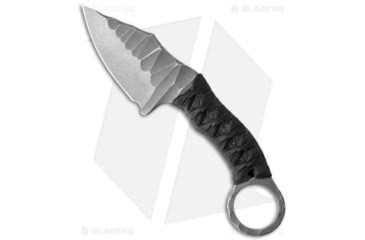 Image of Borka Tools SRambit Katana Style Wrap 3 Fixed Blade Knife, 3.00in, Bohler M390 Stainless Steel, Clip Point Blade, Cord, Black Handle, Black/Gray, 7.375 inch, BHQ-32007