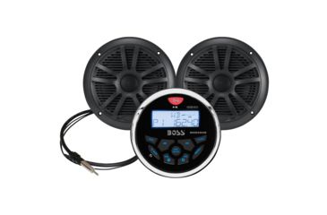 Image of Boss Audio MCKGB350B.6 Combo - Marine Gauge Radio w/Antenna &amp; 2 6.5" Speakers - Black 54604