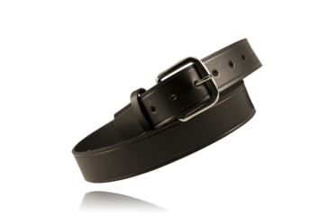 Image of Boston Leather American Value Line 1 1/2in Off Duty Belt, 58, Black, Plain, U-Brass Buckle, 6606-1-58-BU