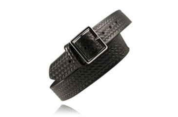 Image of Boston Leather 1 3/4in Garrison Belt - Men's, 46, Brown, Basketweave, Gold Buckle, 6505-BRN-3-46-GLD