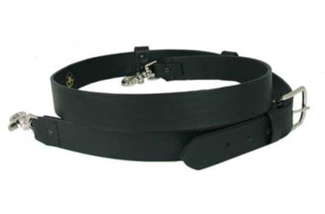 Image of Boston Leather Black Full Grain Leather No Line Radio Strap With Reflective Trim - 6545R-1