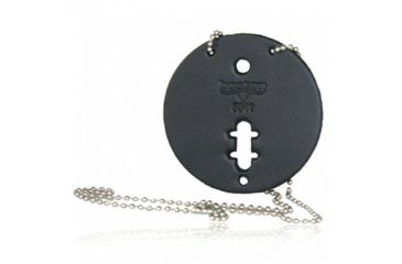 Image of Boston Leather Circle Badge Holder, w/Chain, Black, 5841C-1