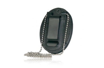 Image of Boston Leather Oval Recessed Badge Holder With Clip And Chain - 700CH-4290