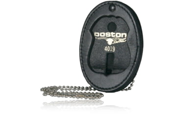 Image of Boston Leather Oval Recessed Badge Holder With Clip And Chain - 700CH-4290