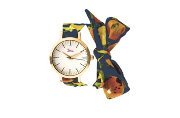 Image of Boum Arc Floral-Print Wrap Watch - Women's, Gold/Navy, 34mm, BOUBM5002