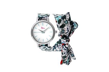 Image of Boum Arc Floral-Print Wrap Watch - Women's, Silver/White, 34mm, BOUBM5005
