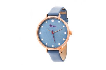 Image of Boum Perle Leather-Band Watch, Rose Gold/Powder Blue, BOUBM5104