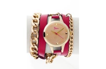 Image of Boum Emballage Multi-Wrap Leather-Band Watch, Hot Pink, Standard BOUBM3801