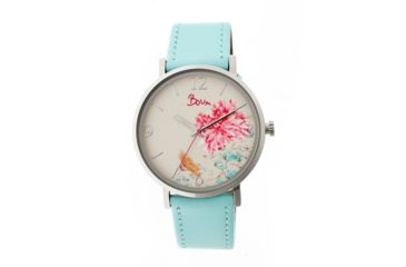 Image of Boum Mademoiselle Floral-Dial Watch, Silver/Blue, Standard BOUBM3002