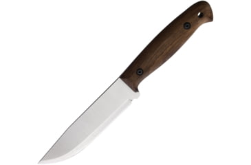 Image of BPS Knives Adventurer Camping Fixed Blade Kniffe, 10.13in Overall, 5.25in, Satin Scandi Grind 1066 Carbon Steel Blade, Walnut Handle, Leather Sheath, ADVENTURERCSHF
