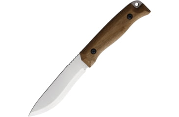 Image of BPS Knives Bushcraft 1066 Carbon Fixed Blade Knife, 8.63in Overall, 4.25in, Scandi Grind 1066 Carbon Steel, Satin Blade, Walnut Handle, Leather Sheath, HK1CSH