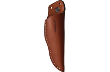 Image of BPS Knives Small EDC Fixed Blade Knife, 6.5in Overall, 2.38in, Scandi Grind 5Cr14MoV, Satin Blade, Walnut Handle, Leather Sheath, MK1SSH