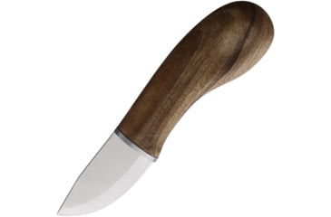 Image of BPS Knives Small EDC Fixed Blade Knife, 6.5in Overall, 2.38in, Scandi Grind 5Cr14MoV, Satin Blade, Walnut Handle, Leather Sheath, MK1SSH