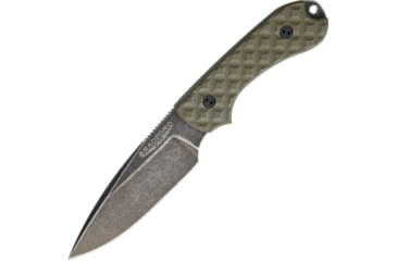 Image of Bradford Knives Guardian 3 Nimbus OD Green Fixed Blade Knife, 6.75in Overall, 3.5in Nimbus Finish N690 SS Drop Point, OD Green Sculpted G10 Handle, Brown Leather Belt Sheath, OD green, 3FE-002N-N690