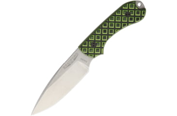 Image of Bradford Knives Guardian 3 Toxic, Green/Black Fixed Blade Knife, 6.75in Overall, 3.25in Stonewash N690 SS Drop Point, Textured G10 Handle, Green/ Black Handle, Brown Leather, Black, 3FE-010-N690
