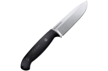 Image of Bradford Knives Guardian 5.5 3D Black Knife, 5 stonewash finish Bohler N690 stainless blade, Black linen micarta handle, 5.5S-101-N690