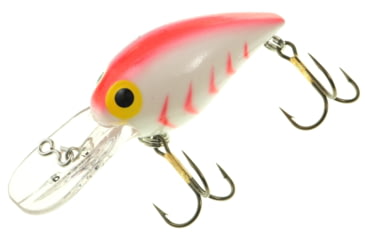 Image of Brads Wiggler Crankbait, Floating/Sinking, Luminous White Glows Blue with Red Herringbone, 3in, 3/8oz, BW-115
