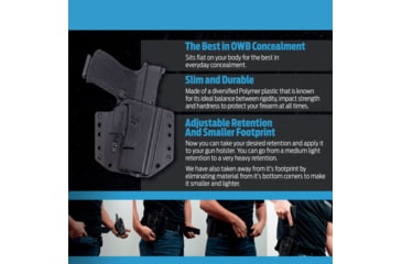 Image of Bravo Concealment OWB BCA 3.0 Holster, Glock 19, 23, 32, 19X, 19 MOS, 45, Gen 3-5, Right Hand, 1.50in Belt Loop, Black, Small, 850007014667