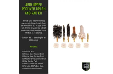 Image of Breakthrough Clean Technologies AR15 Upper Brush Set w/ Chamber Pads, Black / Green, AR15, BT-AR15UBS