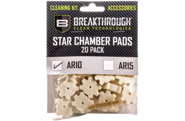 Image of Breakthrough Clean Technologies AR-10 Star Chamber Pad - 20 Pack with 8-32 Thread Male/Male Adapter, BT-AR10SCP-20PK