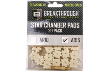 Image of Breakthrough Clean Technologies AR-15 Star Chamber Pad - 20 Pack with 8-32 Thread Male/Male Adapter, BT-AR15SCP-20PK