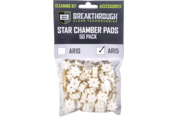 Image of Breakthrough Clean Technologies AR-15 Star Chamber Pad - 50 Pack with 8-32 Thread Male/Male Adapter, BT-AR15SCP-50PK