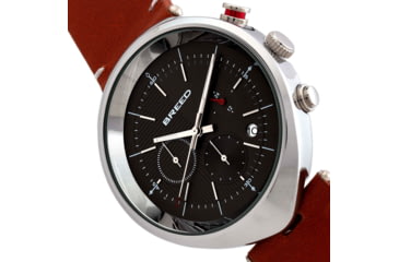 Image of Breed Chronograph Leather-Band Watch w/Date, Brown/Silver, BRD8607, Brown/Silver, One Size, BRD8607