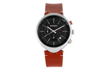 Image of Breed Chronograph Leather-Band Watch w/Date, Brown/Silver, BRD8607, Brown/Silver, One Size, BRD8607