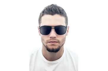 Image of Sunglasses Apollo 006BK, Black Titanium Frame, Blue/Yellow  Lens