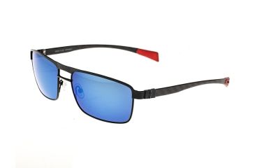 Image of Sunglasses Taurus 005BK, Black Titanium Frame, Blue Mirror Lens