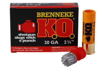 Image of Brenneke K.O. 20 Gauge 3/4 oz 2 3/4in Centerfire Shotgun Ammo, 5 Rounds, SL202KO