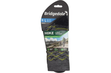 Image of Bridgedale Hike Lightweight Merino Endurance Socks - Mens, Grey/Lime, Extra Large, 710096-118-XL