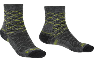 Image of Bridgedale Hike Lightweight Merino Endurance Socks - Mens, Grey/Lime, Extra Large, 710096-118-XL