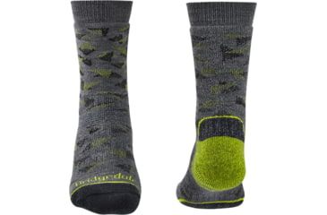 Image of Bridgedale Hike Midweight Merino Endurance Boot Pattern Socks - Mens, Grey/Lime, Extra Large, 710092-118-XL