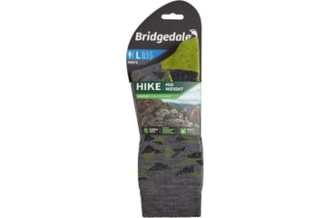 Image of Bridgedale Hike Midweight Merino Endurance Boot Pattern Socks - Mens, Grey/Lime, Extra Large, 710092-118-XL