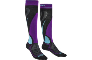 Image of Bridgedale Ski Midweight Socks - Womens, Graphite/Purple, Medium, 710638-134-M
