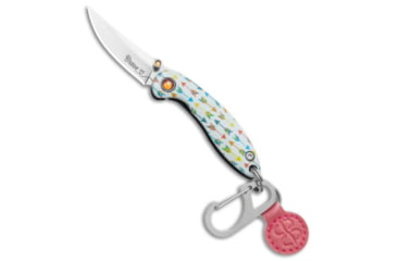 Image of Brighten Blades Brighten Blades BRAVE Keychain Frame Lock Knife Arrow Aluminum 1.7" Satin, Blue/Pink/White, Stainless Steel, adult, BHQ-138655