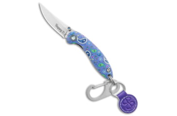 Image of Brighten Blades Brighten Blades HAPPY Keychain Frame Lock Knife Paisley Aluminum 1.7" Satin, Blue/Purple, Stainless Steel, adult, BHQ-138650