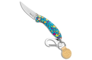 Image of Brighten Blades Brighten Blades LOVE Keychain Frame Lock Knife Heart Aluminum 1.7" Satin, Blue/Pink/Yellow, Stainless Steel, adult, BHQ-138656