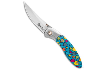 Image of Brighten Blades Brighten Blades LOVE Liner Lock Knife Heart Aluminum 2.6" Satin, Blue/Pink/Yellow, 8Cr13MoV, adult, BHQ-137059