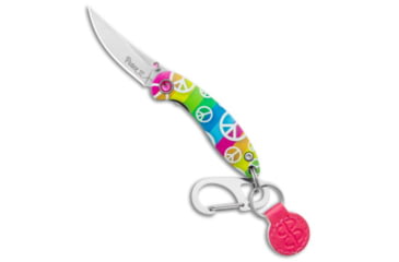 Image of Brighten Blades Brighten Blades PEACE Keychain Frame Lock Knife Rainbow Aluminum 1.7" Satin, Blue/Pink/Yellow, Stainless Steel, adult, BHQ-138657