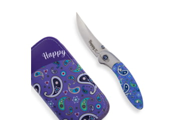 Image of Brighten Blades Happy Folding Knife w/ Case, 2.56in, 8Cr13MoV Stainless Steel, Clip Point, Multi, BB-102