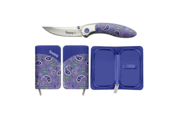Image of Brighten Blades Happy Folding Knife w/ Case, 2.56in, 8Cr13MoV Stainless Steel, Clip Point, Multi, BB-102