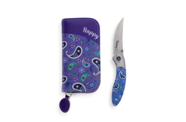 Image of Brighten Blades Happy Folding Knife w/ Case, 2.56in, 8Cr13MoV Stainless Steel, Clip Point, Multi, BB-102