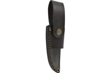 Image of Brisa Bobtail 80 Mustard Micarta Fixed Blade Knife, 6.75in Overall, 3in Satin Sandvik 12C27 SS Blade, Scandi Grind Blade, Mustard Yute Micarta Handle, Brass Rivet And Lanyard Tube, Brown Leather Belt Sheath, 9951