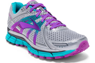 Image of Brooks Adrenaline GTS 17 Road Running Shoe - Women's-Silver/Purple/Blue-Medium-7