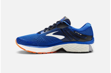 Image of Brooks Adrenaline GTS 18 Mens Road Running Shoes, Blue/Black/Orange, 7 US, Medium, 1102711D420.070