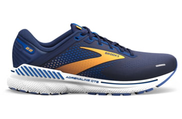 Image of Brooks Adrenaline GTS 22 Running Shoes - Mens, Medium, Peacoat/Orange/White, 15.0, 1103661D458.150